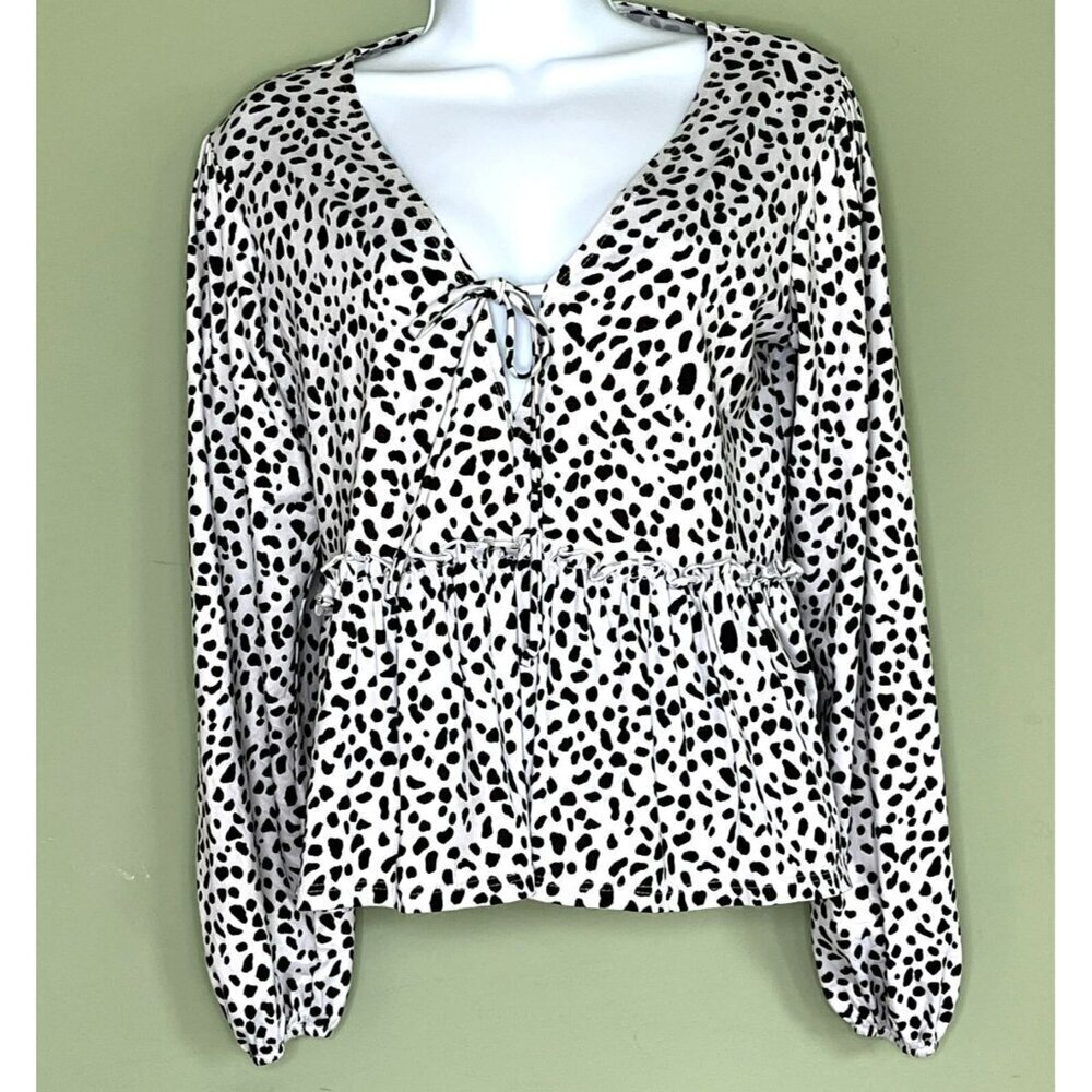 Altar'd State Babydoll Top XS Animal Print Cropped Ruffle Y2K made in USA